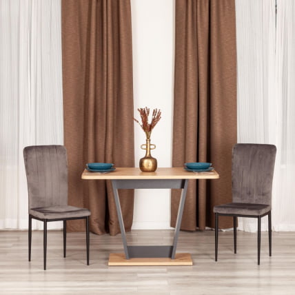 Стол обеденный ТИБИ нераздвижной ЛДСП, 68,6 х 110 х 75 см, Дуб артисан/Графит / TIBI_7