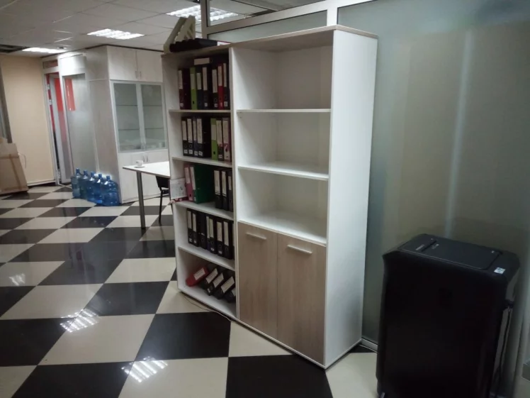 Шкаф 4 широкий верх открытый, низ закрытый Дека 10.19.111 Дуб Сантана светлый/Белый / Deka_12