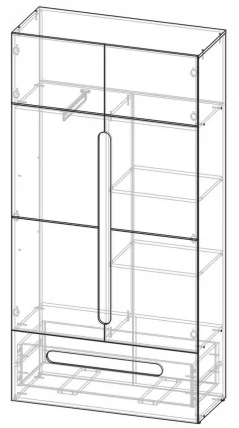 Шкаф двустворчатый с ящиками Палермо Юниор 07 Белый глянец Ясень шимо светлый Зеленый_4