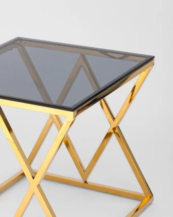 Журнальный стол ИНСИГНИЯ 55кс55 Золото стекло смоке / 55x55 smoke_4