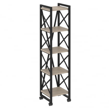 Стеллаж на колесных опорах - 5 полок ЛОФТ ВР.Л-МСТ.К-5.4 Металл черный Дуб Аттик / LOFT VR.L-MST.K-5.4_0