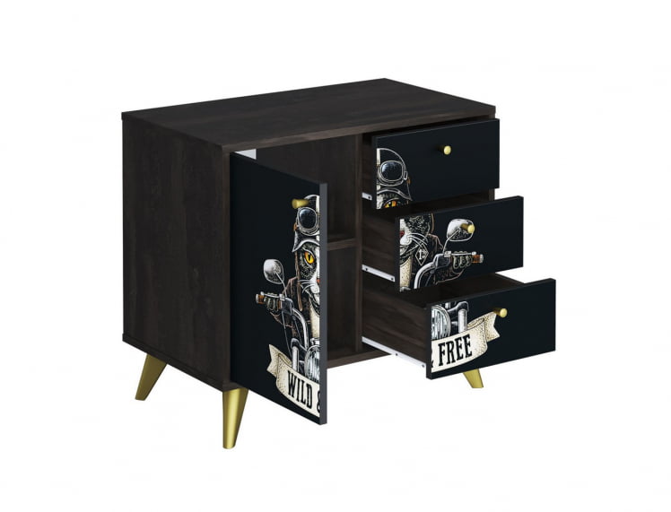 Комод Фьюжн КМ-002 АРТ Угольный камень/БИКЕР CАТ / камень/BIKER CAT_1