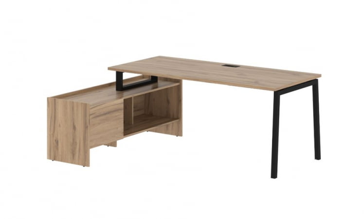 Стол с тумбой ЕДИС ЕЛCТ 19814 Дуб Денвер светлый Черный / EDIS ELCT_0