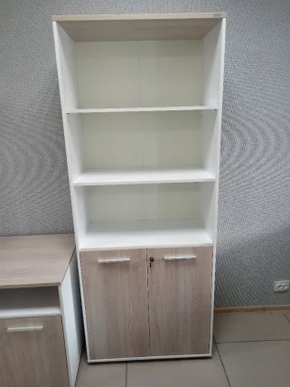 Шкаф 4 широкий верх открытый, низ закрытый Дека 10.19.111 Дуб Сантана светлый/Белый / Deka_3