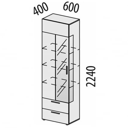 Шкаф-витрина (лев/прав) Джерси 601.06_20