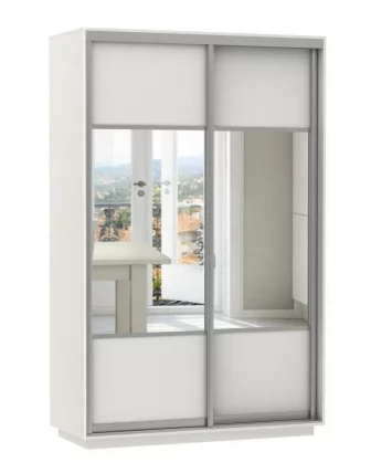 Шкаф-купе двухдверный Экспресс Дуо Комби 1400х2400х Белый снег / 1400х2400h_0