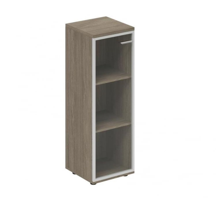 Шкаф средний со стеклом, задняя стенка ЛДСП (левый) Винг ВН.812.ОД.АЛ.Л Дуб темный / Wing WN.812.OD.AL.L_0