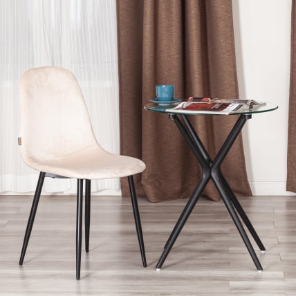 Стул БРЕЕЗЕ (мод. ДЖСC-58) Велюр/металл , 44 х 53 х 86 см, cреамй (кремовый) ХЛР 5 / черный / BREEZE (mod. JSC-58) creamy HLR_9