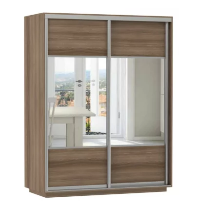 Шкаф-купе двухдверный Экспресс Дуо Комби 1600х2200х Ясень шимо тёмный / 1600х2200h_0