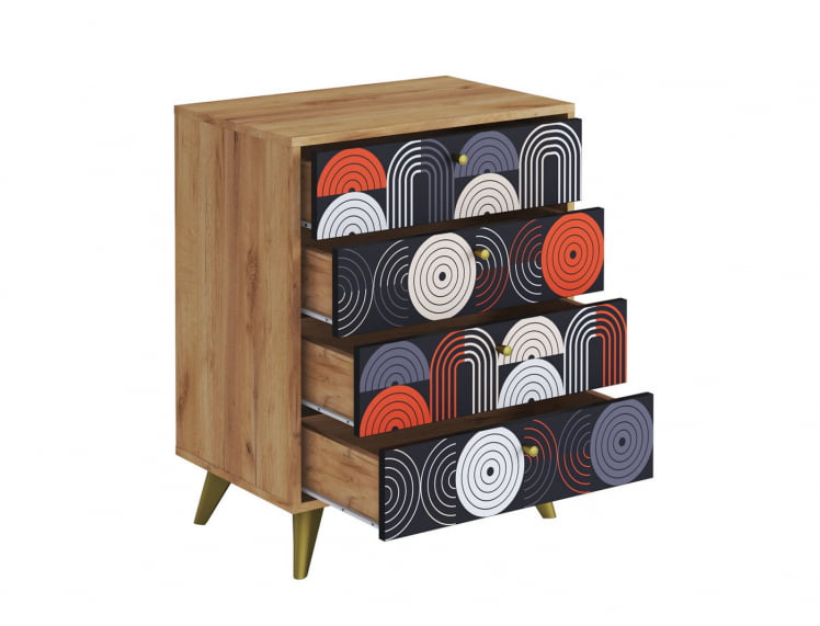 Комод Фьюжн КМ-001 дуб крафт золотой/ВИНИЛ / золотой/VINIL_1