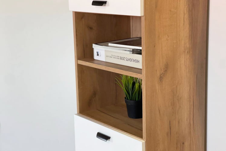 Шкаф комбинированный Моди МГМ-01 дуб крафт золотой/белое дерево / MGM-01_4