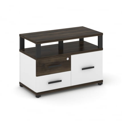 Тумба приставная сервисная с надставкой широкой CОНCЕПТ CН.ТСР-003 Б/В Дуб Мали Белый бриллиант Черный / CONCEPT CN.TSR-003 B/W_0