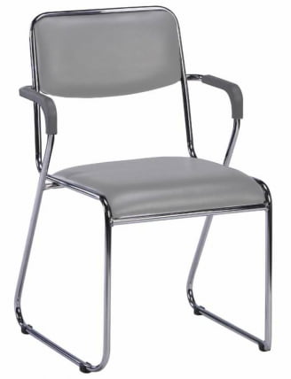 Кресло для посетителей Еверпроф Фикс Плус Хроме экокожа Серый / Everprof Fix Plus Chrome_0