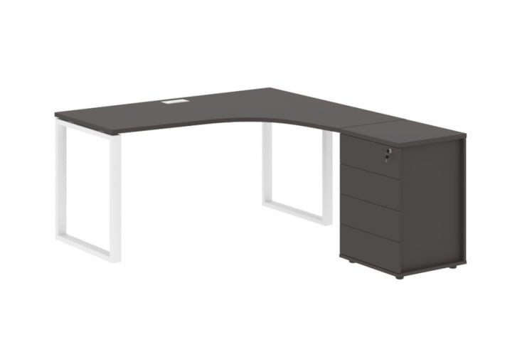 Стол эргономичный с тумбой правый ЕДИС ЕКCЕТ 1518 Р Мокко Белый / EDIS EQCET R_0