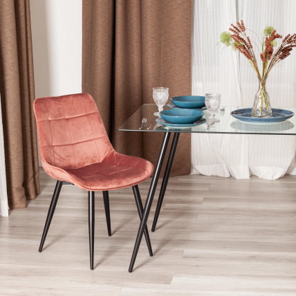 Стул АБРУЗЗО ( мод. 8060 ) металл/вельвет, 52 х 63 х 85 см, коралловый (ХЛР 44)/черный / ABRUZZO mod. (HLR_9