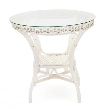 Комплект обеденный АНДРЕА ( стол со стеклом + 4 кресла + подушки) ТCХ Вхите (белый), Ткань рубчик, цвет кремовый / ANDREA TCH White_2