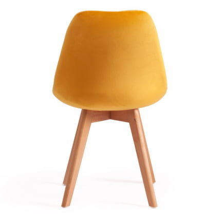 Стул ТУЛИП СОФТ (мод. 74) / 1 шт. в упаковке вельвет/дерево , 54 х 47 х 83 см , желтый (ХЛР 41)/натуральный / TULIP SOFT (mod. (HLR_7