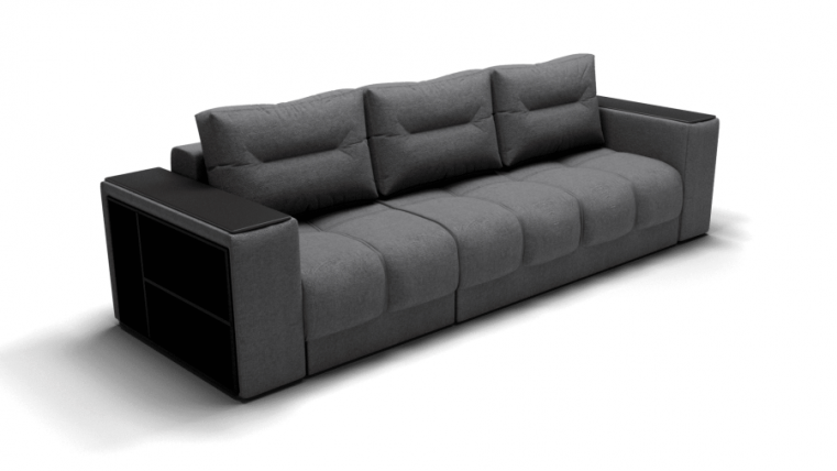 Диван Барон- 2 трансформер угловой (ЗР) Цвет фасада: Светло серый; Тип: Левый; Материал фасада: Металл/Велюр_0