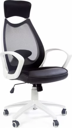 Кресло для руководителя CХАИРМАН 840 вхите Комбинированный черный / CHAIRMAN white_0