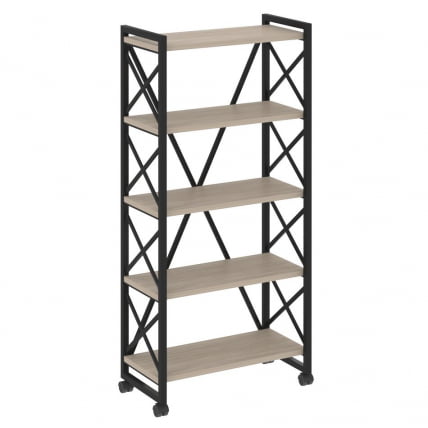 Стеллаж на колесных опорах - 5 полок ЛОФТ ВР.Л-МСТ.К-5.8 Металл черный Дуб Аттик / LOFT VR.L-MST.K-5.8_0