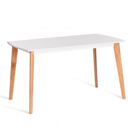 Стол обеденный Cлаире столешница МДФ, опоры дерево гевея, белый / натуральное дерево, 135 кс 80 кс 75см / Claire x x_0