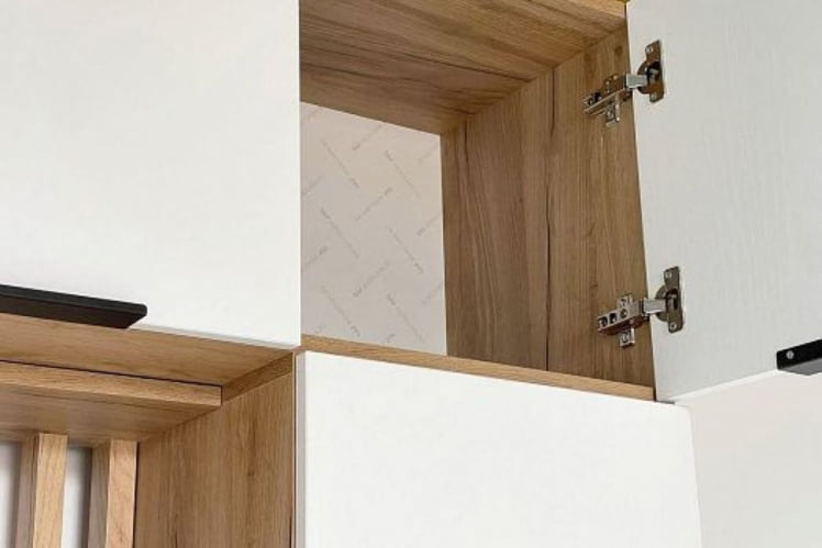 Антресоль трехдверная Бери МПР-026 Дуб крафт золотой/белое дерево / MPR-026_7