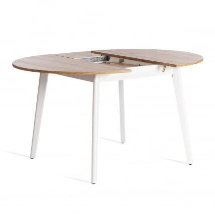 Стол обеденный СВЕЛТО ЛДСП, опора-массив березы, 105 х 105 (140) х 74.5 см, Дуб Вотан/белый / SVELTO_4