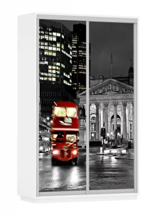 Шкаф-купе двухдверный Экспресс Дуо 1400х2200х Лондон/Белый снег / 1400х2200h_0