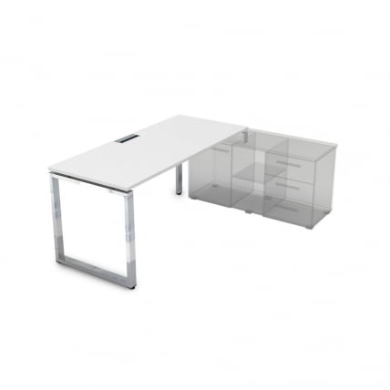 Стол рабочий, прямолинейный три опоры, правый ГЛОСС ЛИНЕ НСТП-О.996 Белый Премиум / GLOSS LINE_0
