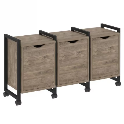 Тумба на колесных опорах наборная. Вариант №5 ЛОФТ ВР.Л-ТН-5.К Металл черный Тиквуд темный / LOFT VR.L-TN-5.K_0