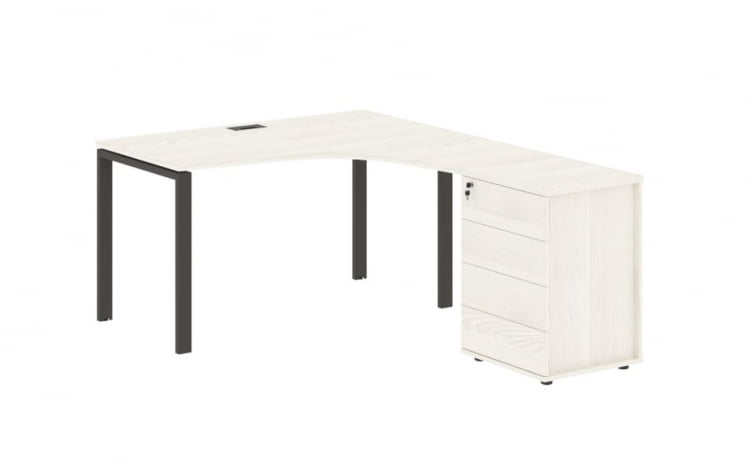 Стол эргономичный с тумбой правый ЕДИС ЕУCЕТ 1318 Р Ясень Траун Мокко / EDIS EUCET R_0