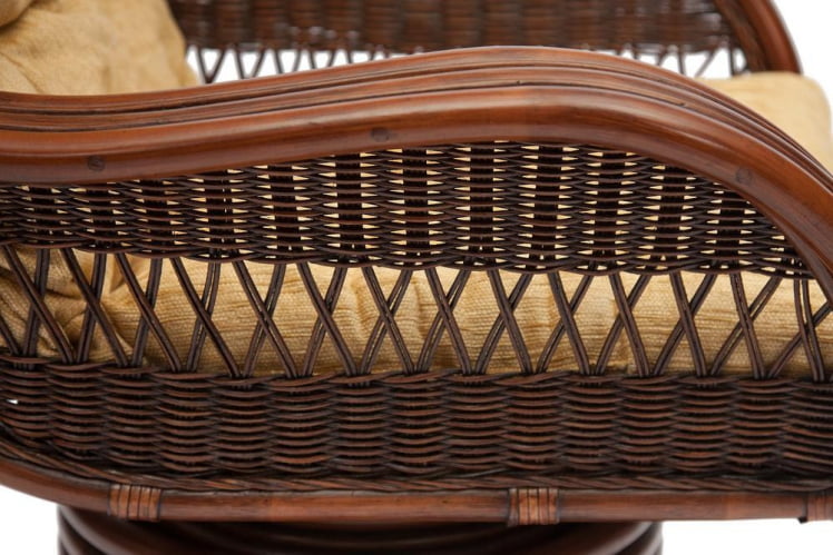 Кресло-качалка АНДРЕА Релакс Медиум /с подушкой/ Пекан Вашед (античн. орех), Ткань рубчик, цвет кремовый / ANDREA Relax Medium Pecan Washed_6