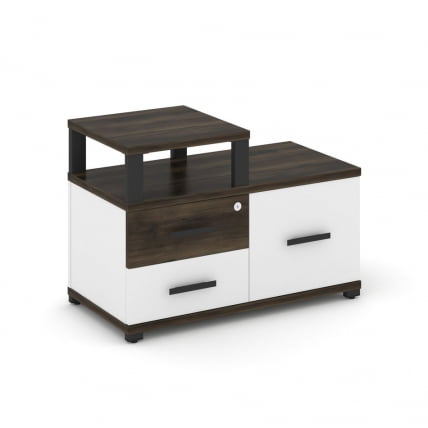 Тумба приставная сервисная с надставкой узкой CОНCЕПТ CН.ТСР-002 Б/В Дуб Мали Белый бриллиант Черный / CONCEPT CN.TSR-002 B/W_0