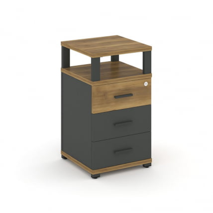 Тумба приставная с 3-мя ящиками и надставкой CОНCЕПТ CН.ТУП-003 Б/В Сандал Янтарный Антрацит / CONCEPT CN.TUP-003 B/W_0