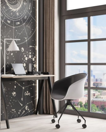 Кресло офисное ЛИБРА пластик белый экокожа черная на колесиках / LIBRA_10