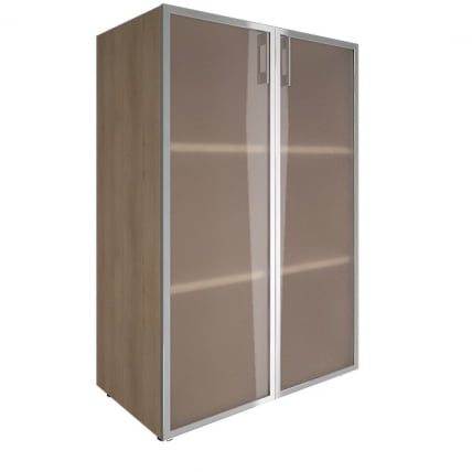 Шкаф книжный средний со стеклом в раме без топа ЙАЛТА ЛТ-СТ 2.4Р Снежная Патина / YALTA LT-ST 2.4R_0