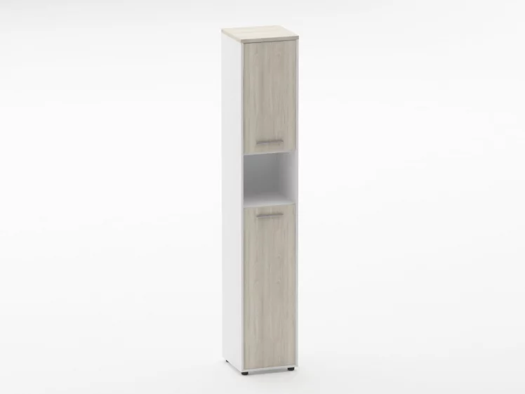 Шкаф 5 узкий закрытый, с нишей Дека 10.23.14Пр Дуб Сантана светлый/Белый / Deka_0