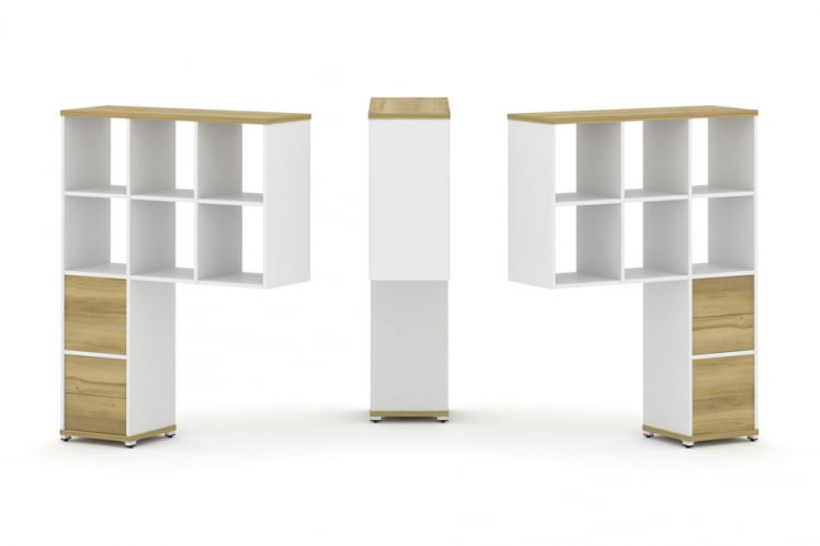 Надставка на стол высокая двухсторонняя + задняя стенка (2 шт.) + блок с 2-мя ящиками (2 шт.) CОНCЕПТ CН.ДНВ-008 Дуб Винченцо Белый бриллиант Белый металл / CONCEPT CN.DNV-008_0