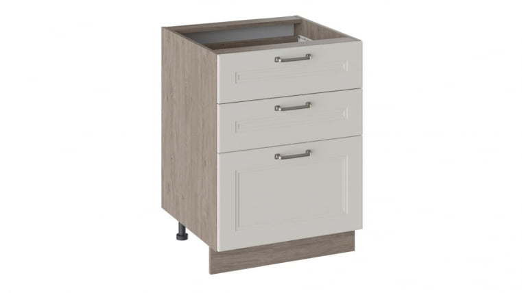 Шкаф напольный с 3-мя ящиками Одри Н3Я_72-60_3Я Дуб Сонома трюфель/Бежевый шелк_0