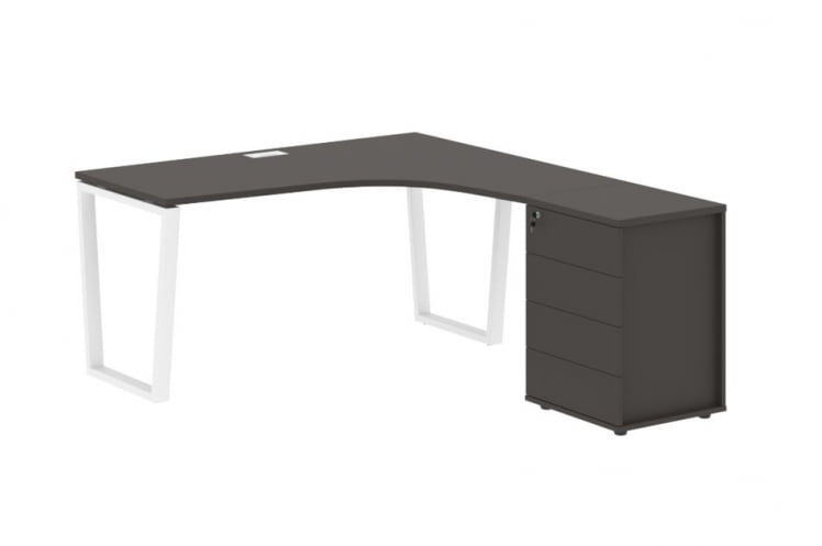 Стол эргономичный с тумбой правый ЕДИС ЕВCЕТ 1518 Р Мокко Белый / EDIS EVCET R_0