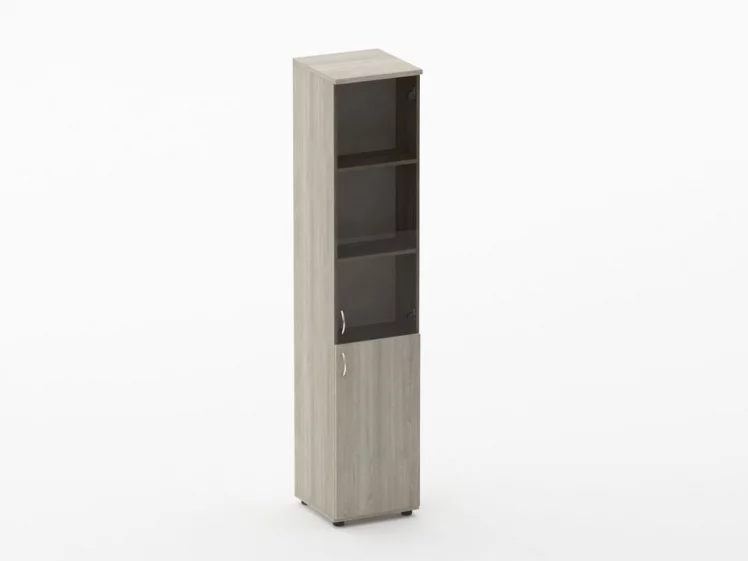 Шкаф высокий со стеклом Твин 16.16.13Пр Дуб Сантана светлый / Twin_0