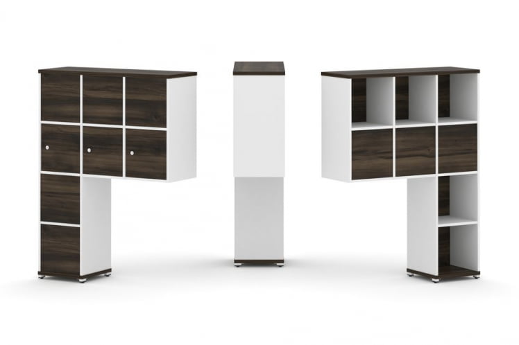 Надставка на стол высокая двухсторонняя + задняя стенка (8 шт.) + распашной фасад (3 шт.) CОНCЕПТ CН.ДНВ-010 Дуб Мали Белый бриллиант Белый металл / CONCEPT CN.DNV-010_0