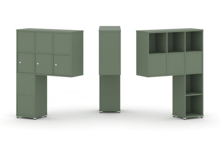 Надставка на стол высокая двухсторонняя + задняя стенка (8 шт.) + распашной фасад (3 шт.) CОНCЕПТ CН.ДНВ-010 Кобо Белый металл / CONCEPT CN.DNV-010_0