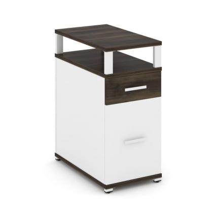 Тумба опорная/приставная с ящиком, распашным фасадом и надставкой CОНCЕПТ CН.ТГО-006 Б/В Дуб Мали Белый бриллиант Белый / CONCEPT CN.TGO-006 B/W_0