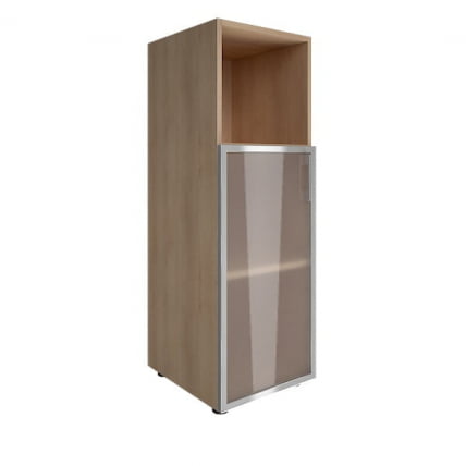 Шкаф книжный средний со стеклом в раме без топа ЙАЛТА ЛТ-СУ 2.2Р Снежная Платина / YALTA LT-SU 2.2R_0