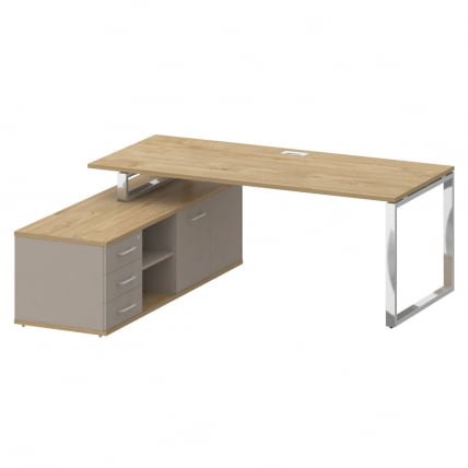 Стол руководителя с опорной греденцией , левый СХИФТ СК.СРГ-200 (Л) Тиквуд Светлый/Капучино / SHIFT SK.SRG-200 (L)_0