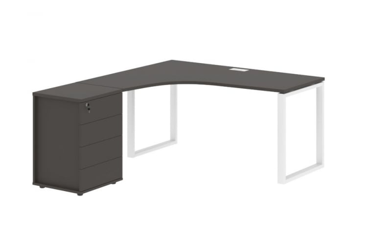 Стол эргономичный с тумбой левый ЕДИС ЕКCЕТ 1518 Л Мокко Белый / EDIS EQCET L_0