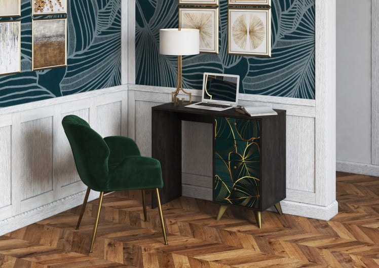 Стол письменный Фьюжн СП-006 АРТ Угольный камень/ТРОПИCАЛ / камень/TROPICAL_2