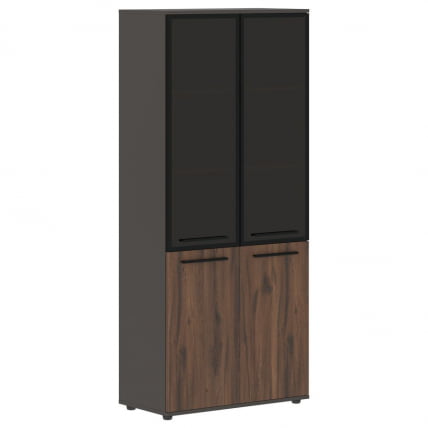Шкаф комбинированный  с дверьми в металлической раме ЕДИС ЕХCС 85.7 Дуб Денвер темный Черный Мокко / EDIS EHCS_0