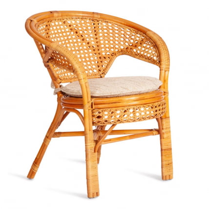 Комплект ПЕЛАНГИ 02/15 ( стол со стеклом + 4 кресла ) [с подушками] ротанг, кресло 65х65х77см, стол диаметр 64х61см, Хоней (мед) / PELANGI Honey_5